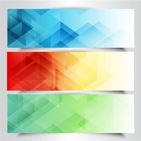 Collection of modern banners with in low poly design Vector | Free Download