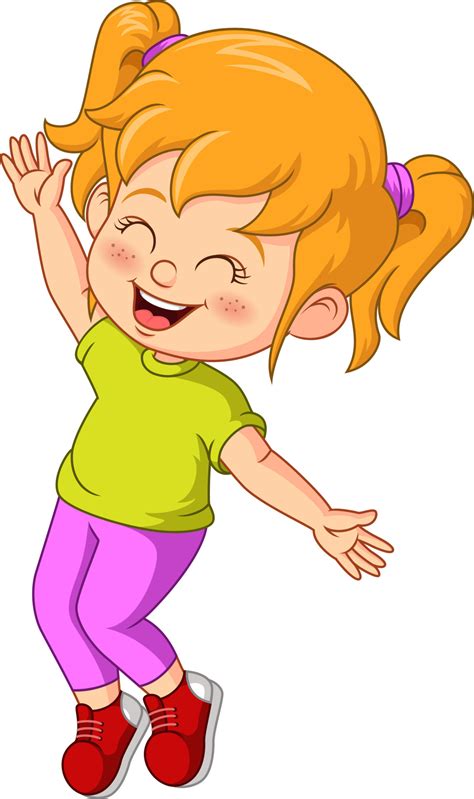 Cartoon happy little girl jumping 5112797 Vector Art at Vecteezy