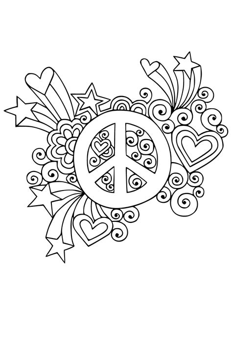 Free Printable Peace Sign Heart Coloring Page for Adults and Kids ...