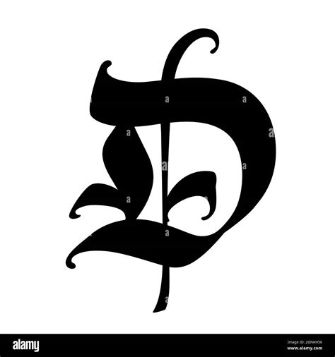 Letter D in the Gothic style. Vector. Alphabet. The symbol is isolated on a white background ...