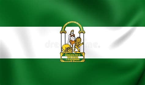 3D Flag of Andalusia, Spain. Stock Illustration - Illustration of curve, closeup: 87605656