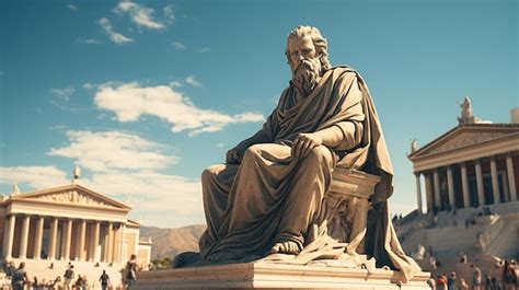 Premium AI Image | Socrates statue in Athens in front of the National ...