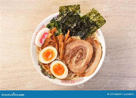 Soy sauce ramen stock photo. Image of white, black, food - 127166924