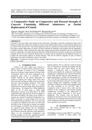 A Comparative Study on Compressive and Flexural Strength of Concrete Containing Different ...