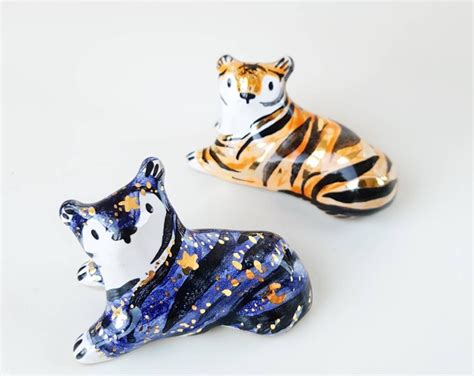 Tiger Figurine Ceramic Tiger Moon Phases Christmas Gift - Etsy