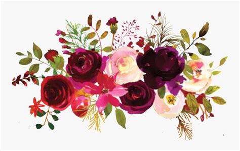 Transparent Fall Flowers Png - Burgundy Watercolor Flowers Free, Png Download is free ...