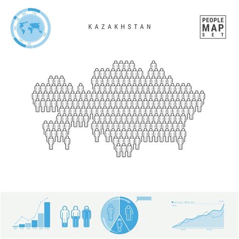 Kazakhstan People Icon Map. Stylized Vector Silhouette of Kazakhstan. Population Growth and ...