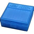 MTM Case-Gard Ammo Box 100 Round Flip-Top 38 - 357, Clear/Blue