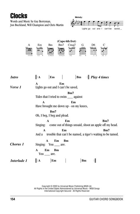 Clocks by Coldplay - Guitar Chords/Lyrics - Guitar Instructor