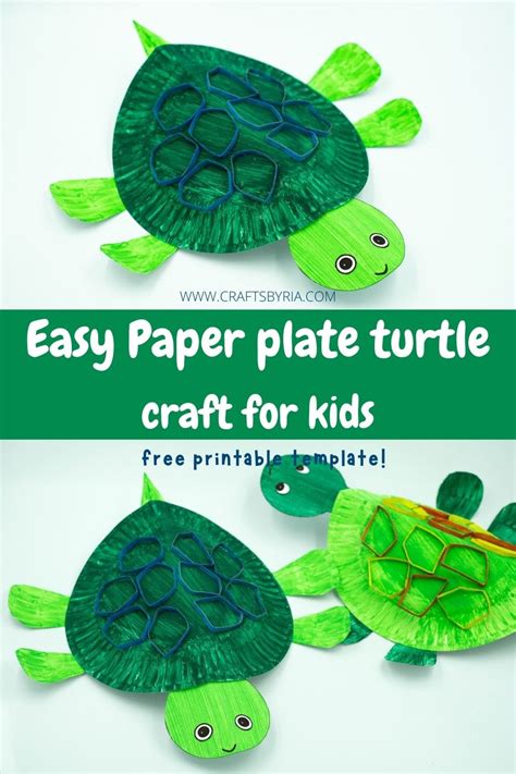 Easy Paper plate turtle craft with free printable - Crafts By Ria