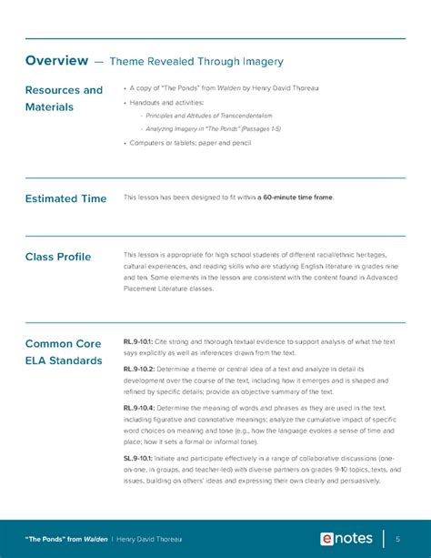 Walden Themes Lesson Plan - eNotes.com