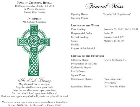 Catholic Funeral Mass Program | Catholic funeral, Funeral programs, Funeral