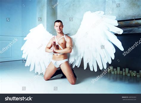 Male Model Big White Angel Wings Stock Photo 428356363 | Shutterstock