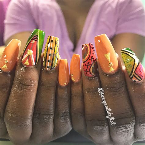 African print nails | Black nails, Nail polish art designs, Nail art ...