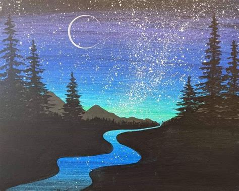 Stardust River | Beautiful night sky, Night sky painting, Beginner painting