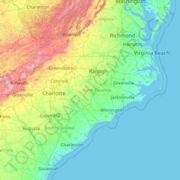 North Carolina topographic map, elevation, terrain