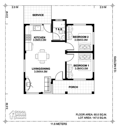 Two Bedroom Small House Plan - Cool House Concepts