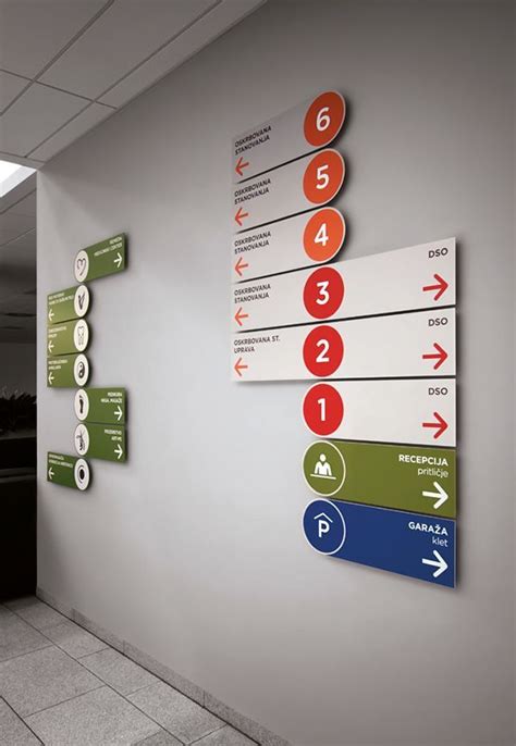 Interesting signage system with directions for wayfnding with ...