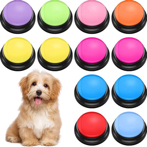 12 Packs Dog Buttons for Communication, Dog Talking Buttons Recordable Answer Buzzers, Dog Sound ...