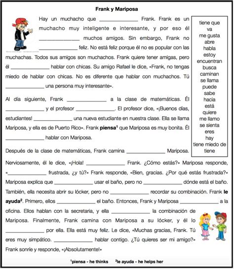 Spanish Worksheets With Answer Key Pdf