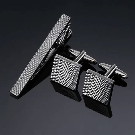 New Selling Mans Cufflinks And Tie Clips Set For Groomsmen black ...