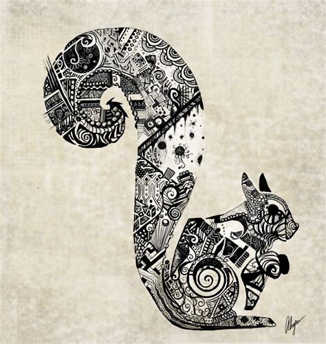 zentangle Squirrel by somethinkindepth on deviantART | Zentangle art, Zentangle animals, Tangle art