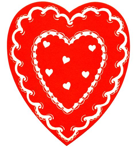 Vintage Valentine's Clip Art - Classic Red and White Heart - The Graphics Fairy