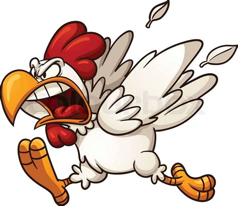 Angry cartoon chicken. Vector clip art illustration with simple gradients. All in a single layer ...