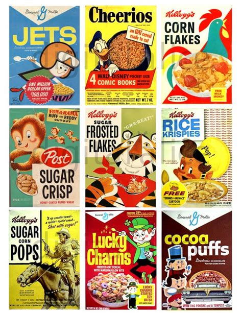 VINTAGE CEREAL BOXES 1 Digital Download Collage Sheet , Play Food,tags,miniatures, Dollhouse ...