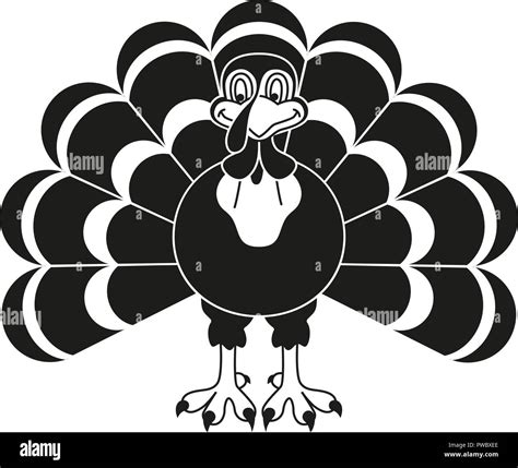 Black and white thanksgiving turkey silhouette. Holiday feast bird ...