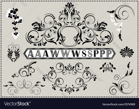 Collection of calligraphy patterns Royalty Free Vector Image