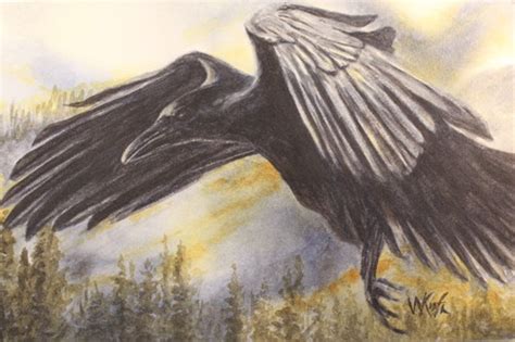 Painting : "RAVEN EN WING" (Original art by Wayne Keefe)