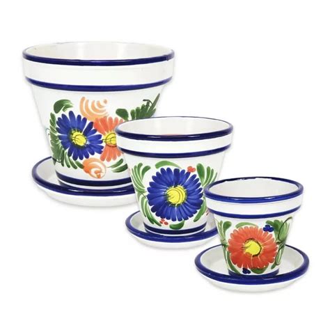 Classic Floral Plant Pots - Set of 3 | Verano Ceramics