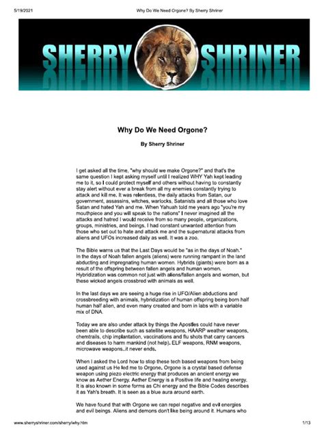 Sherry Shriner - Why Do We Need Orgone | PDF