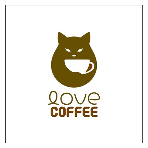 Premium Vector | Cat coffee logo