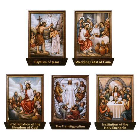 Luminous Mysteries of the Rosary Reliefs With Lettering & Frame in ...