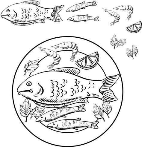 Royalty Free Drawing Of Fried Fish Garnished Clip Art, Vector Images & Illustrations - iStock