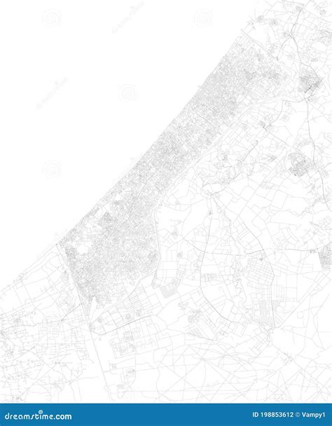 Satellite View of the Gaza Strip. Map, Streets of the Area Stock Vector ...