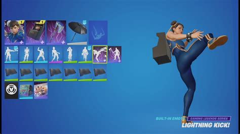 LIGHTNING KICK Emote CHUN-LI's Built-in Emote Showcase in Fortnite - YouTube