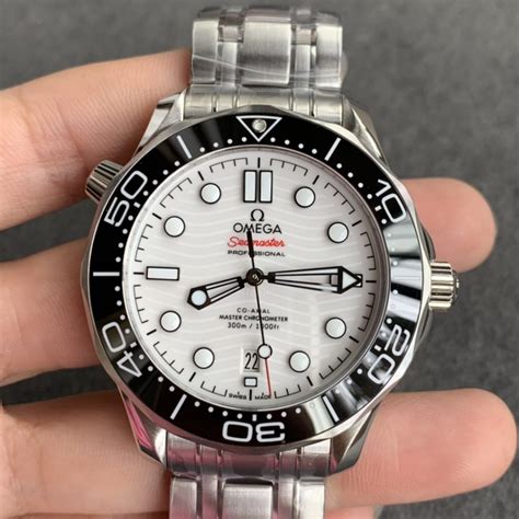 OM Factory Replica Omega Seamaster Diver 300m Black Ceramic Bezel White ...