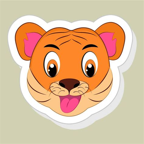 Sticker or label of Happy Tiger. 23322327 Vector Art at Vecteezy