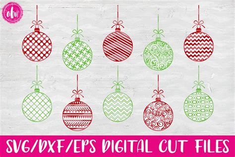 Pattern Christmas Ornaments - SVG, DXF, EPS Cut File