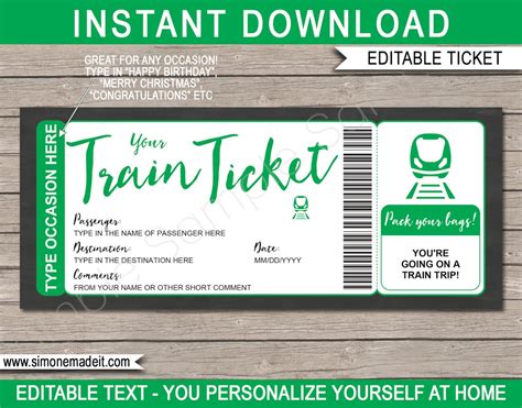 DIY Train Ticket Printable Surprise Fake Boarding Pass Trip - Etsy