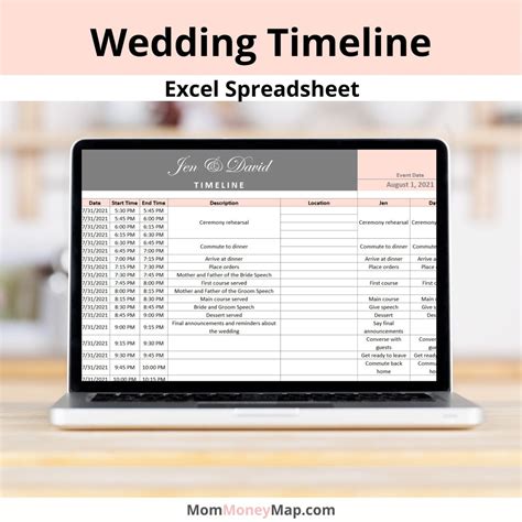 Wedding Event Timeline Excel Spreadsheet Wedding Itinerary for the Reception, Ceremony Etc. With ...