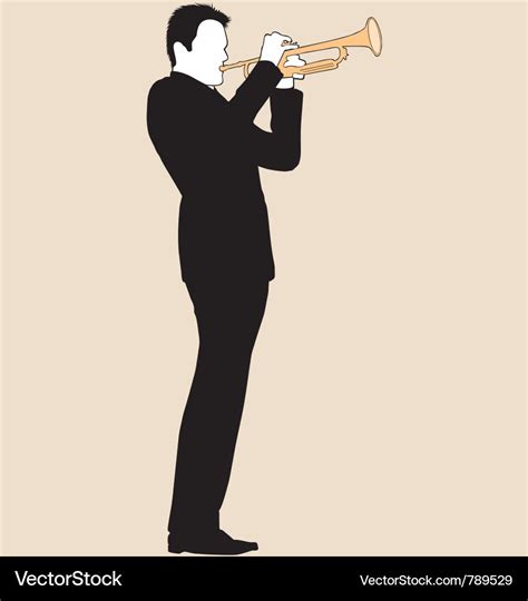 Trumpet player silhouette Royalty Free Vector Image