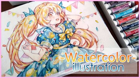 Watercolor Painting Timelapse Manga girl #3 - YouTube