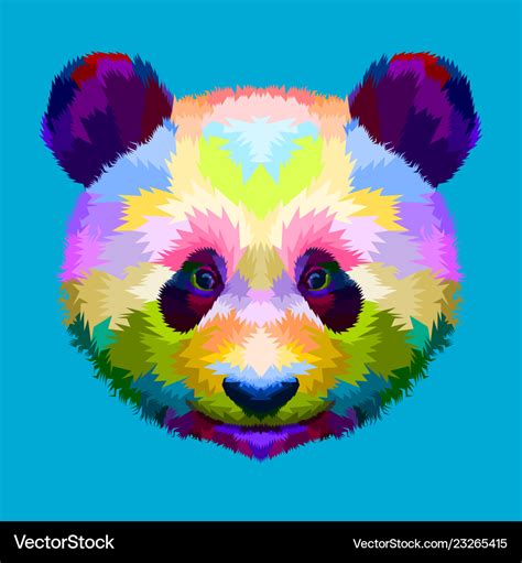 Colorful panda head on geometric pop art style Vector Image