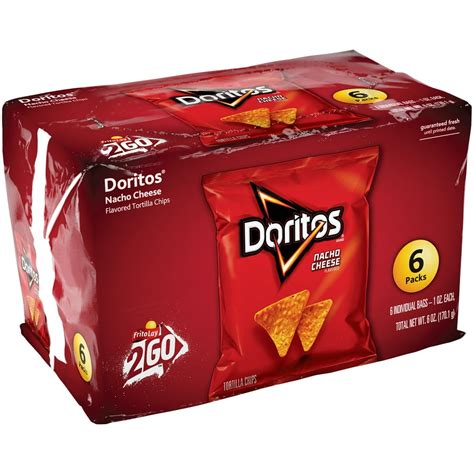 Frito Lay 2Go Doritos Nacho Cheese Flavored Tortilla Chips, 1 Oz., 6 Count - Walmart.com ...