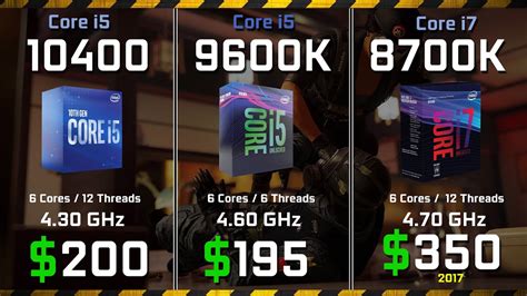 Core i5 10400 vs i5 9600K vs i7 8700K FPS Rendering and Gaming Performance comparison - YouTube