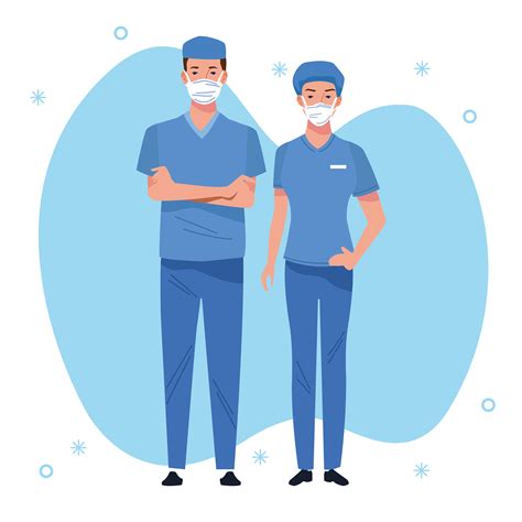 couple of medical staff healthcare workers characters 1981735 Vector ...